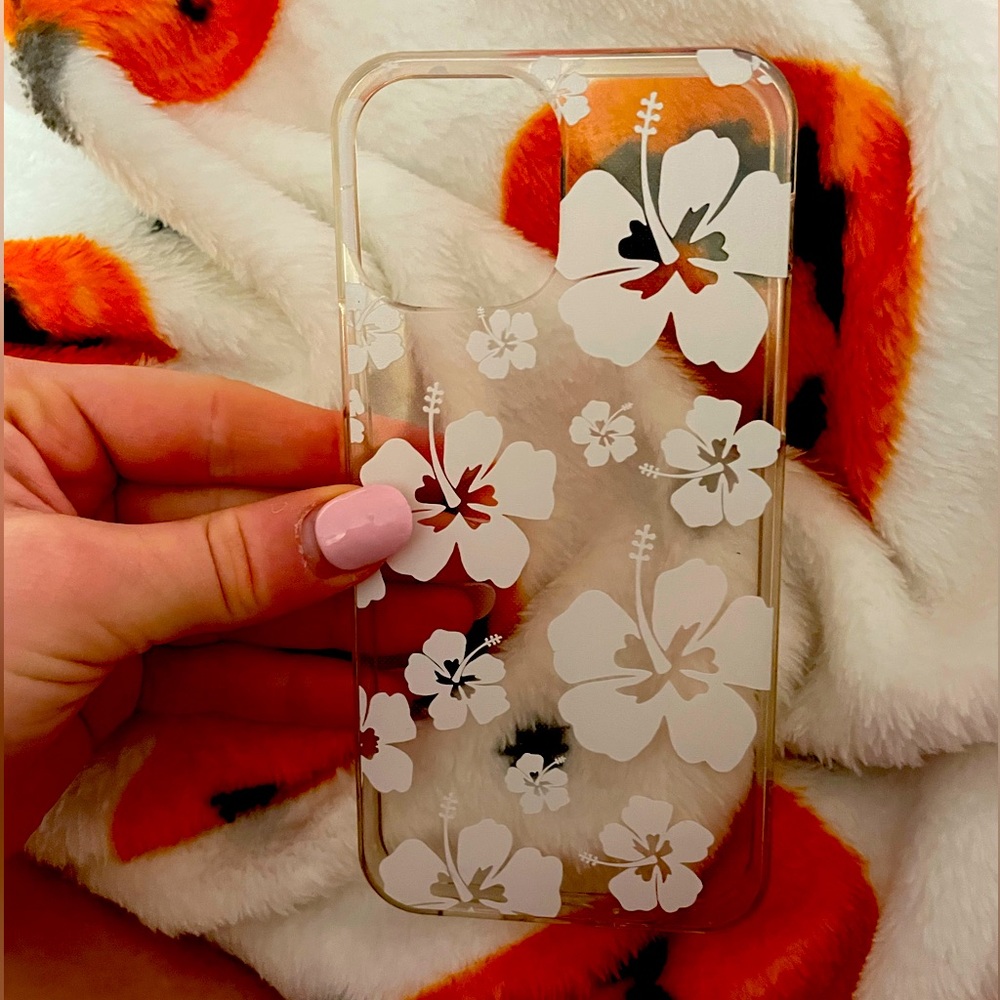 iphone 12 white hawaiian flowers phone case clear